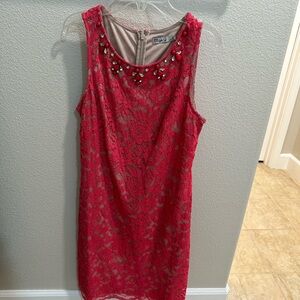 Eliza J Coral/Pink Lace Dress